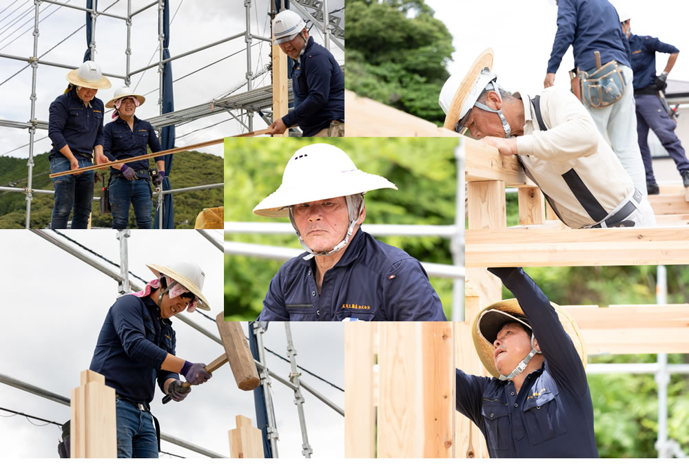 尾川工務店のベテラン職人の人々の様子