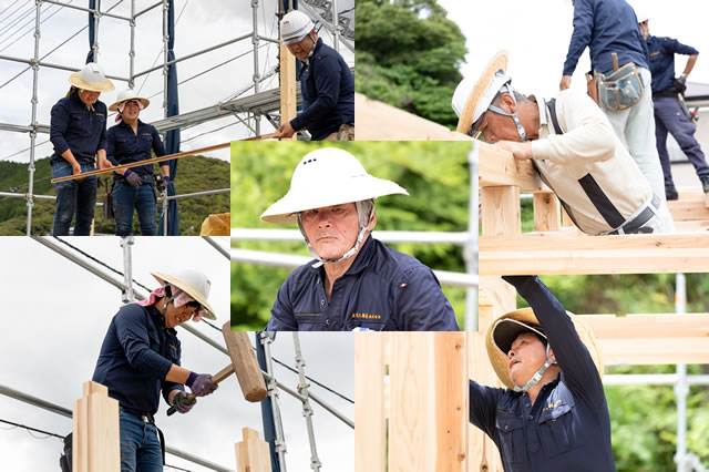 尾川工務店のベテラン職人の人々の様子